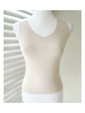 Ona Cream Ribbed V-Neck Knit Tank